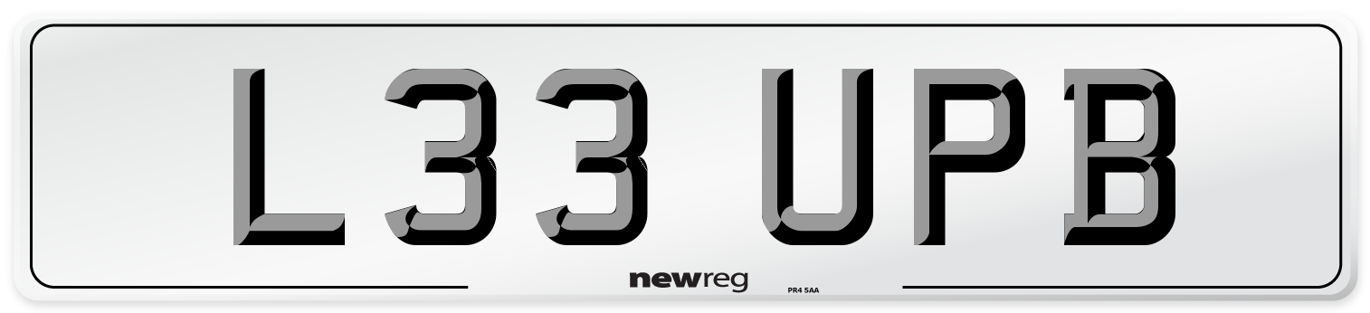 L33 UPB Number Plate from New Reg